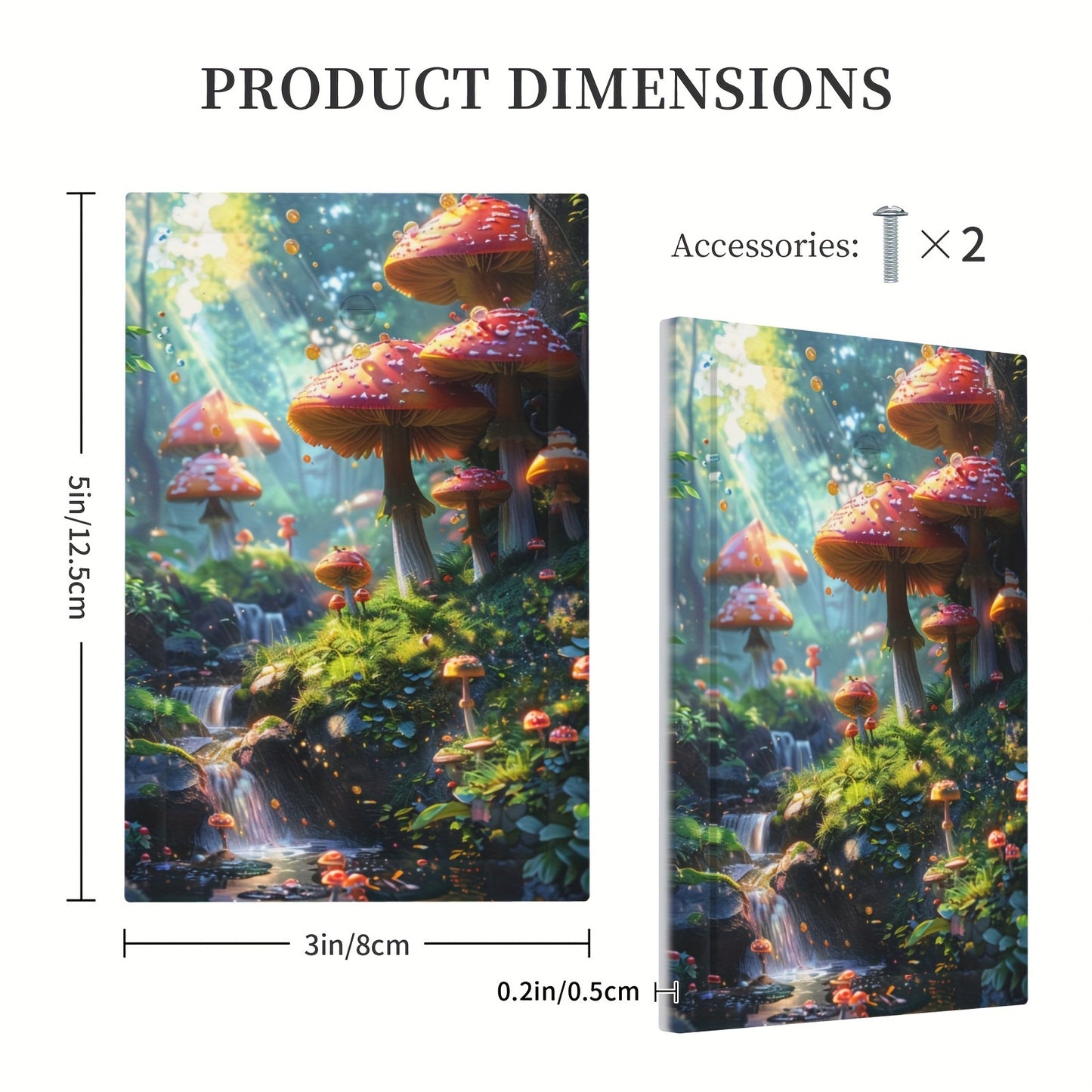 Modern decorative switch cover featuring mushrooms in a forest design. Ideal for bedroom, kitchen, or home decor.