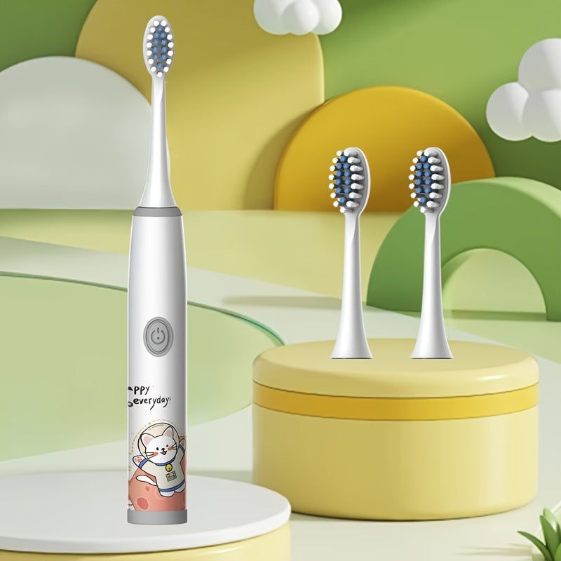 Kids Space Series Electric Toothbrush TKM-3-D for ages 3-15 features 5 modes, long battery life, gentle bristles, and a smart timer. Battery operated (battery not included).