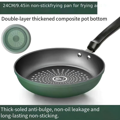 A non-stick 24cm cast iron skillet with a lid, perfect for frying and stir-frying. This skillet is hand wash only and compatible with smooth surface non-induction cooktops. It comes with a lid for added convenience.