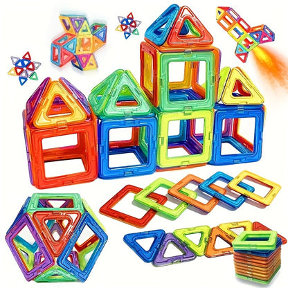 Large magnetic building block set with 58 or 119pcs, perfect for educational play and creativity. Construct various shapes, durable, ideal gift for holidays and birthdays.