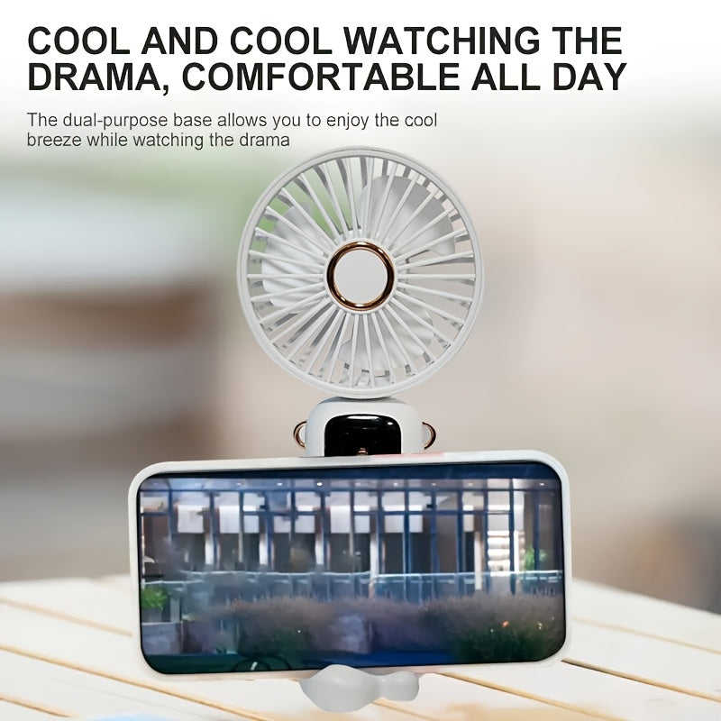 Stay cool on-the-go with the Sleek Portable Mini Fan featuring LED Display. This 5-speed adjustable fan is USB rechargeable and foldable for easy storage. With a 1200mAh battery, it's perfect for use on your desk, in the office, bedroom, or while