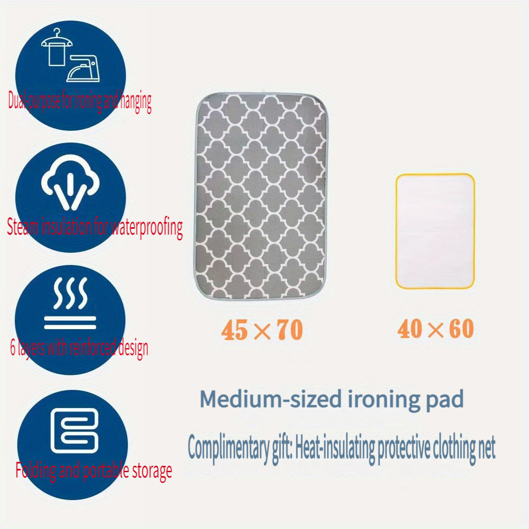 Travel without electricity with this portable Plaid Pattern Foldable Ironing Mat. Made of durable Polycarbonate PC with heat-resistant waterproof insulation, this ironing pad is perfect for on-the-go touch-ups.