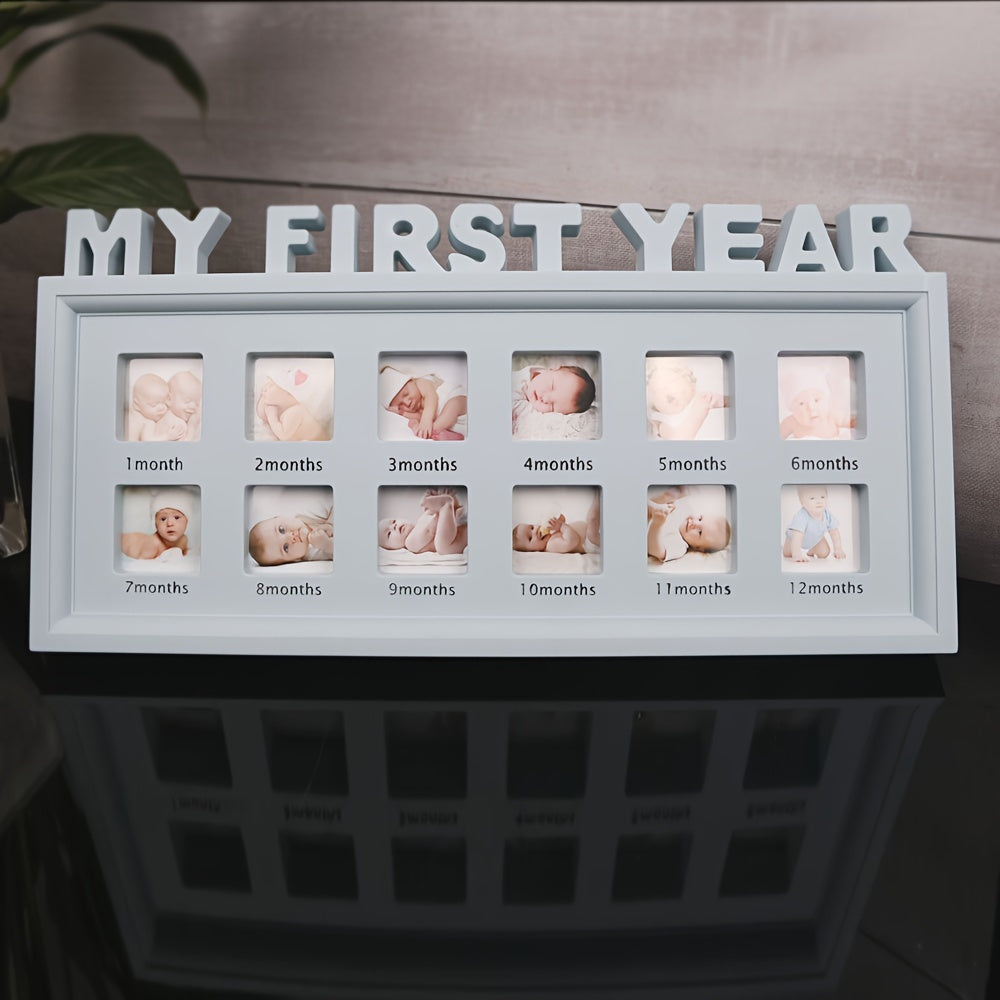 This Growth Photo Frame is perfect for your little one's first year! Made from durable polyvinyl chloride material, it features a single frame design with a 12 month milestone display for both wall and tabletop decor. Ideal for children ages 14 and up.