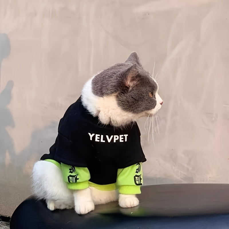 YELVPET Comfort Fit Pet Hoodie - Polyester, Machine Washable, All-Season Pullover for Small to Medium Dogs and Cats, Warm Plush Lined Sweatshirt