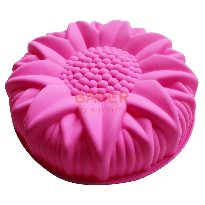 10 Inch Large Flower Shaped Silicone Mold for Sunflower Cake - Heat Resistant Baking Tool for Butter, Jelly, and More