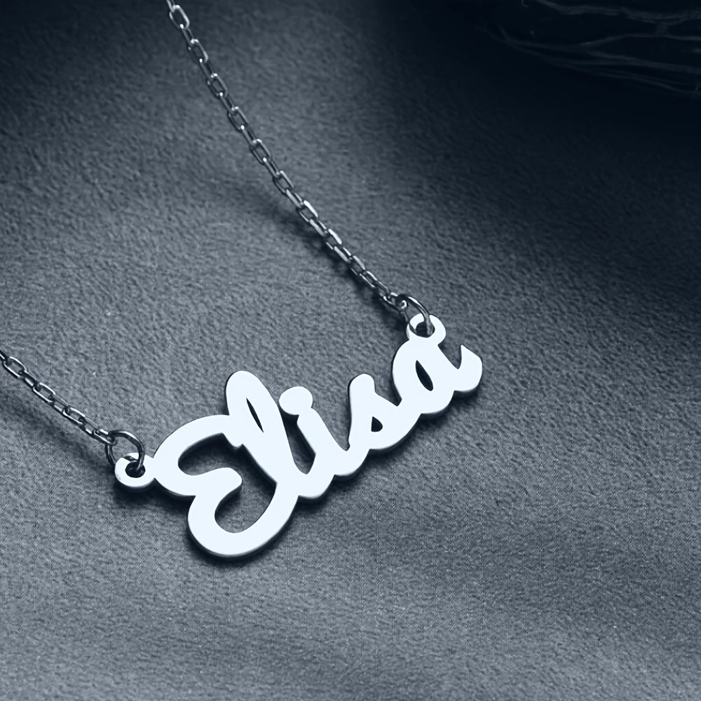 Personalized Stainless Steel Pendant Necklace - Custom "Elsa" Name Design, Elegant and Versatile Gift for Mom, Great for Birthdays & Christmas, Suitable for Daily Wear or Special Occasions, Simple yet Stylish Fashion Statement