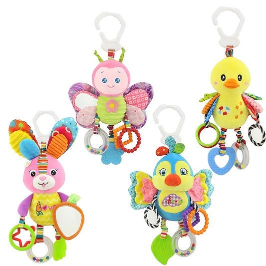 Engaging Clip-on Car Seat and Stroller Toys for Babies - Adorable Cartoon Animal Toys with Texture, Teethers, and Rattles - Perfect Gifts for Christmas, Halloween, Thanksgiving, and Easter