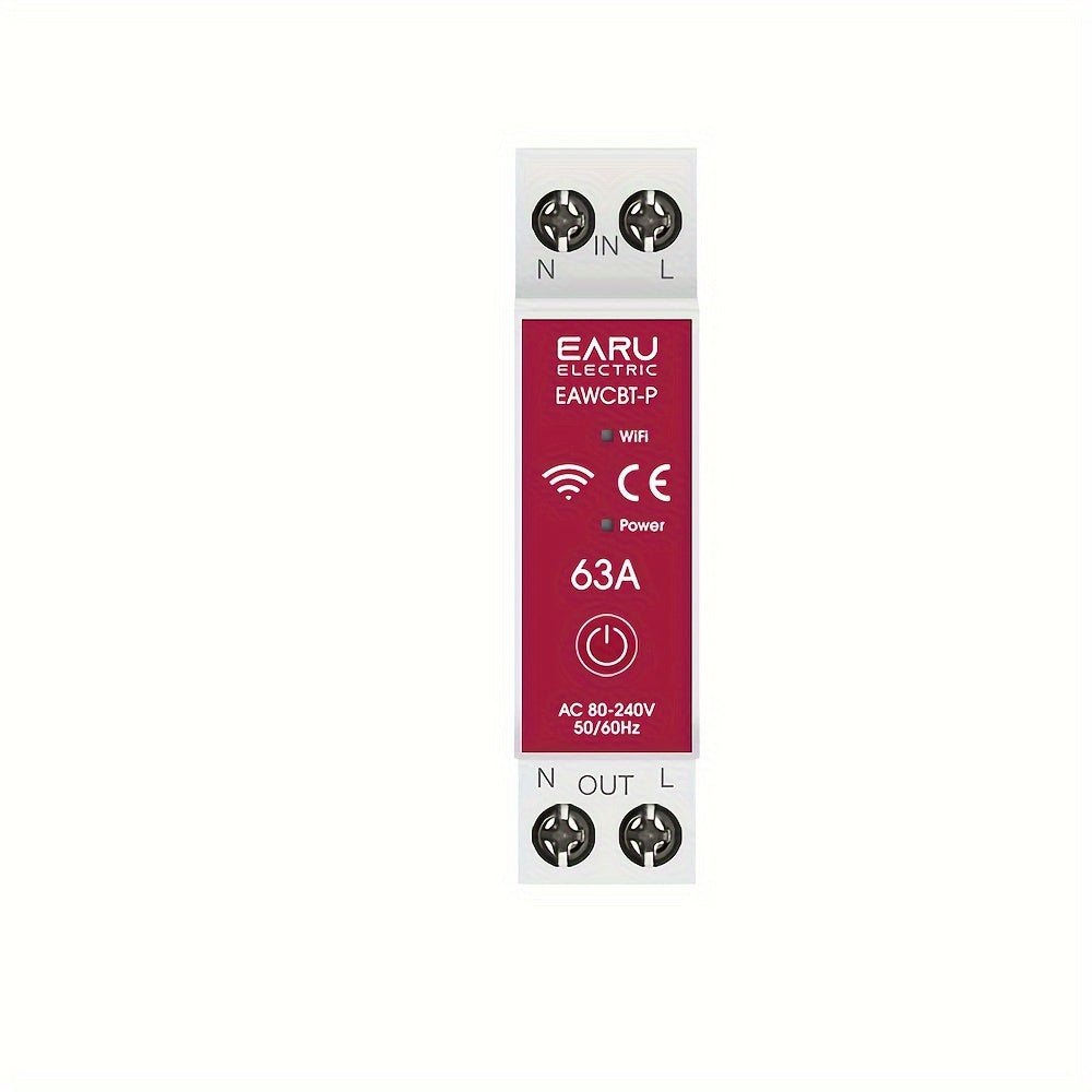 Smart WiFi Circuit Breaker with Voice Control - 63A, Energy Metering, Overload Protection, App Control, Alexa & Google Assistant Compatible - EARUELETRIC