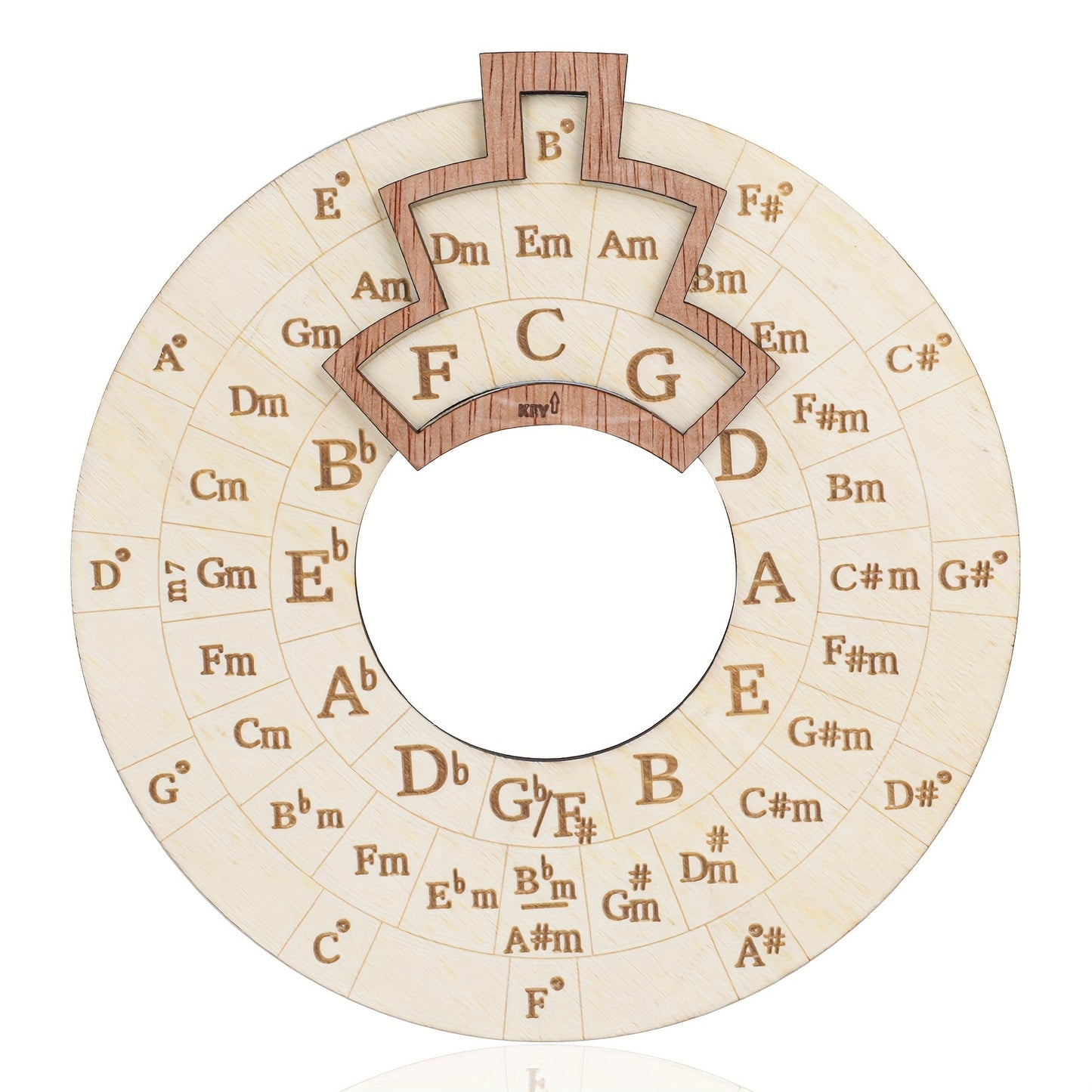 16cm diameter wooden Circle of Fifths for music beginners and creators, easy key change, memorizable for various instruments, no power needed.