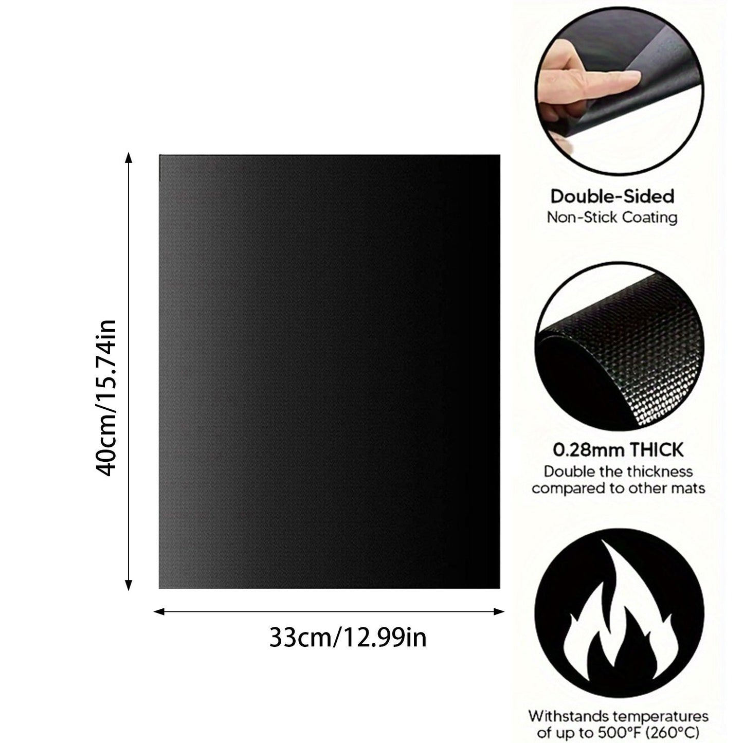 Durable Oven Mat for BBQ and Outdoor Cooking - Made of Black Fiberglass, Ideal for Microwaves and Mess-free Cooking