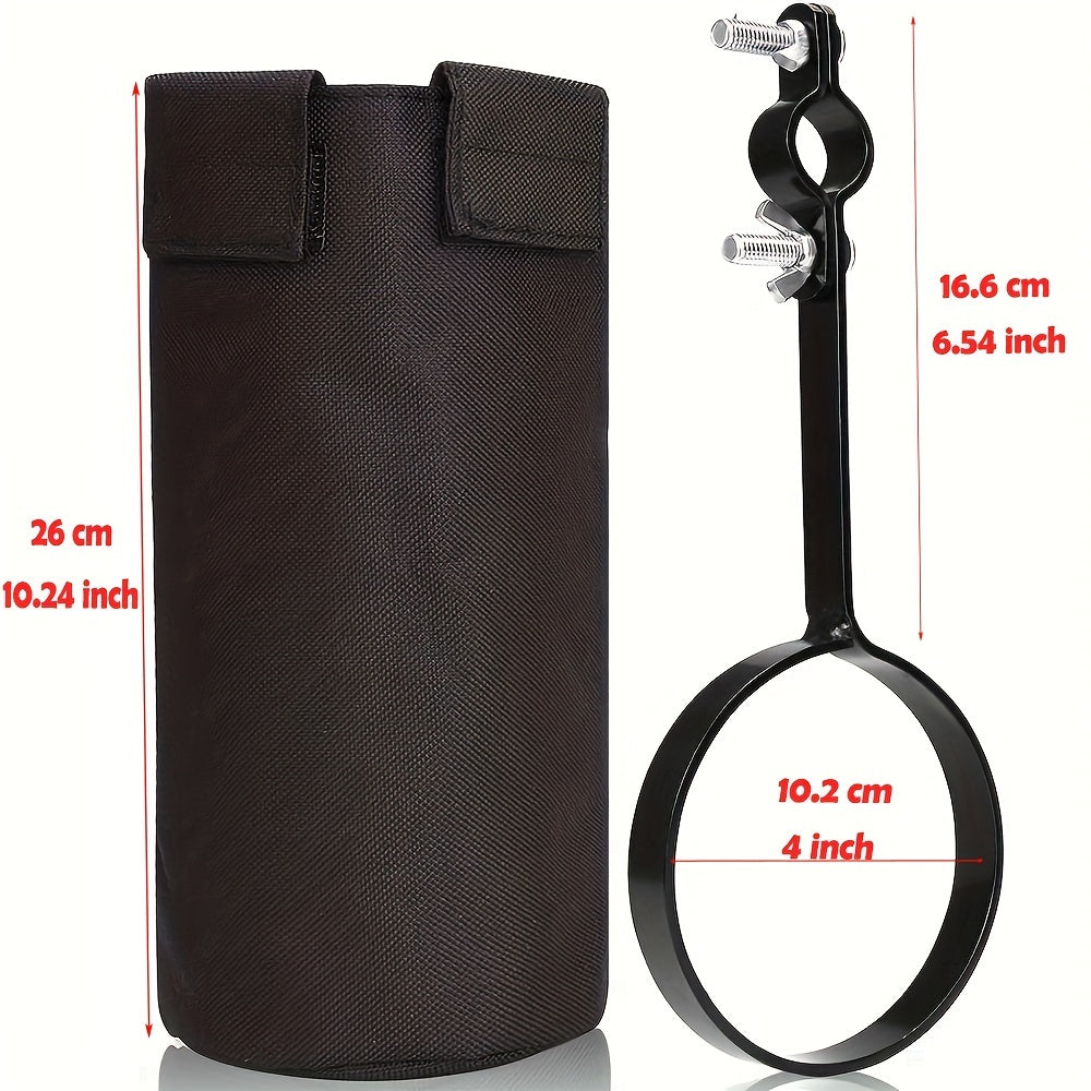 Durable waterproof nylon drumstick bag, holds 10 pairs. Features clamp-on holder and secure aluminum locking system.