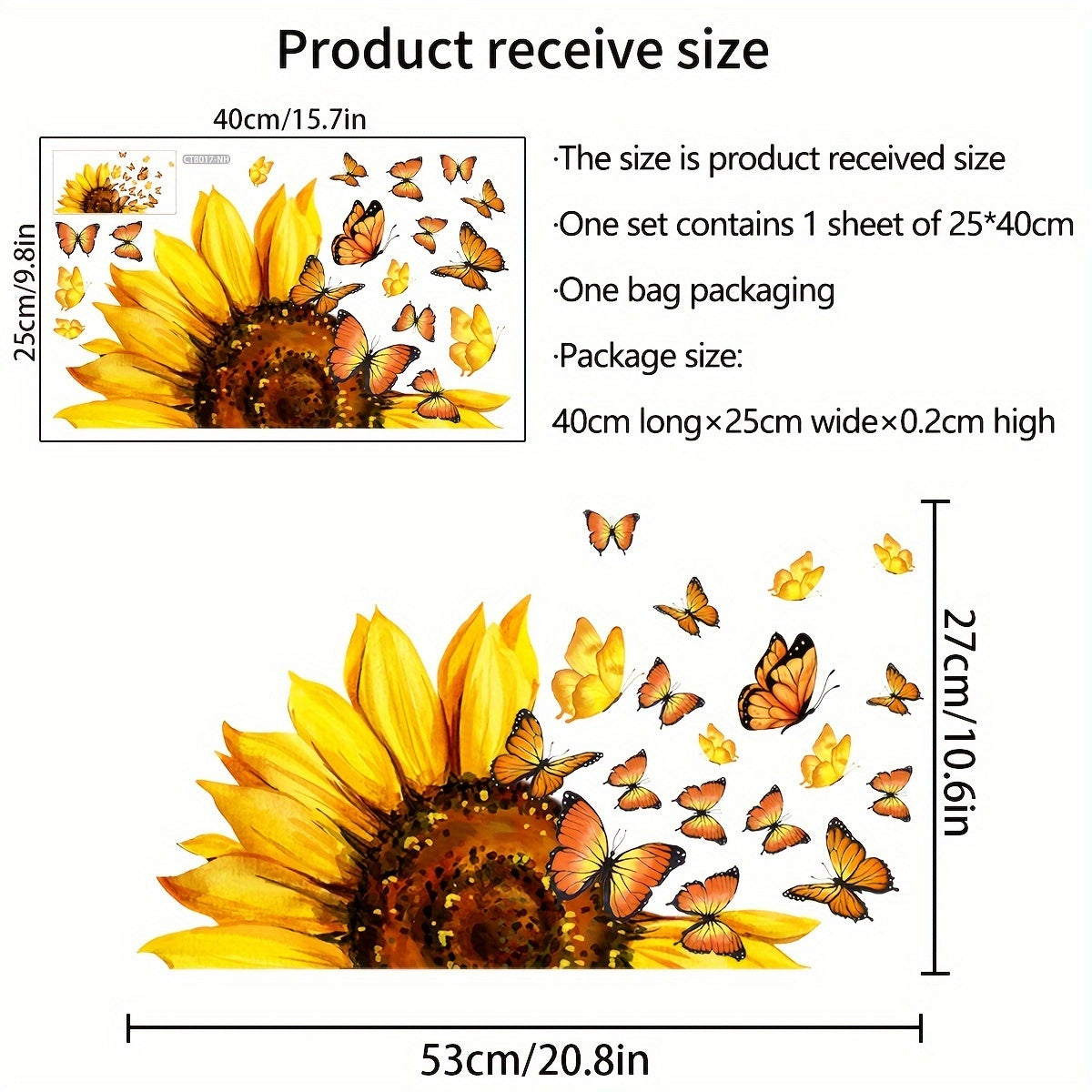 Double-Sided Window Decal featuring a Vibrant Sunflower and Butterfly Design - Made from Reusable PVC Sticker, 5mil Thick, Ideal for Bedroom and Study Glass Windows, Contemporary Floral Pattern, Adds a Butterfly Room Decor Touch.