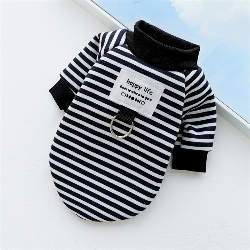 Warm striped sweater for small to medium dogs and cats.