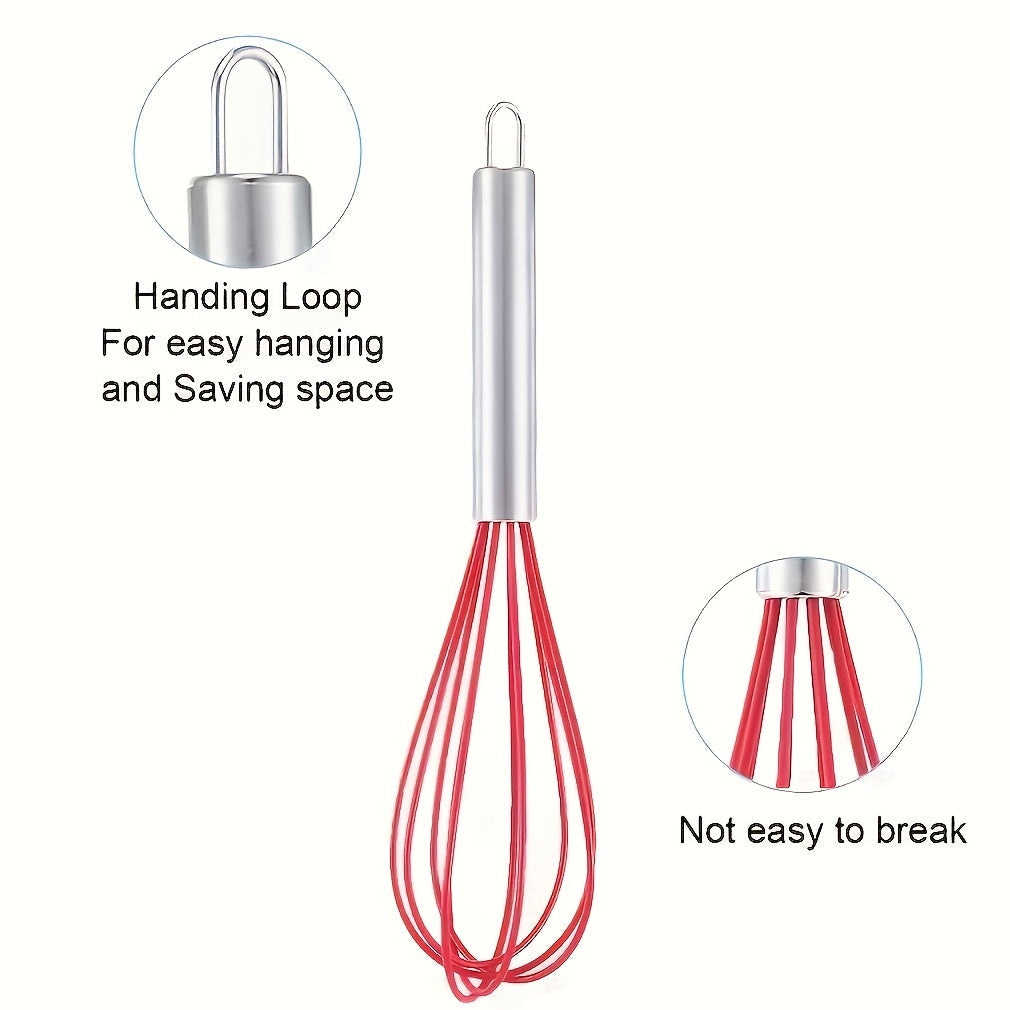 Silicone Whisk with Stainless Steel Wire for Cooking & Baking - Heat-Resistant, Non-Electric Kitchen Tool for Blending, Whisking, Beating - Includes Colorful Gift Box, Balloon Whisk, Egg Beater