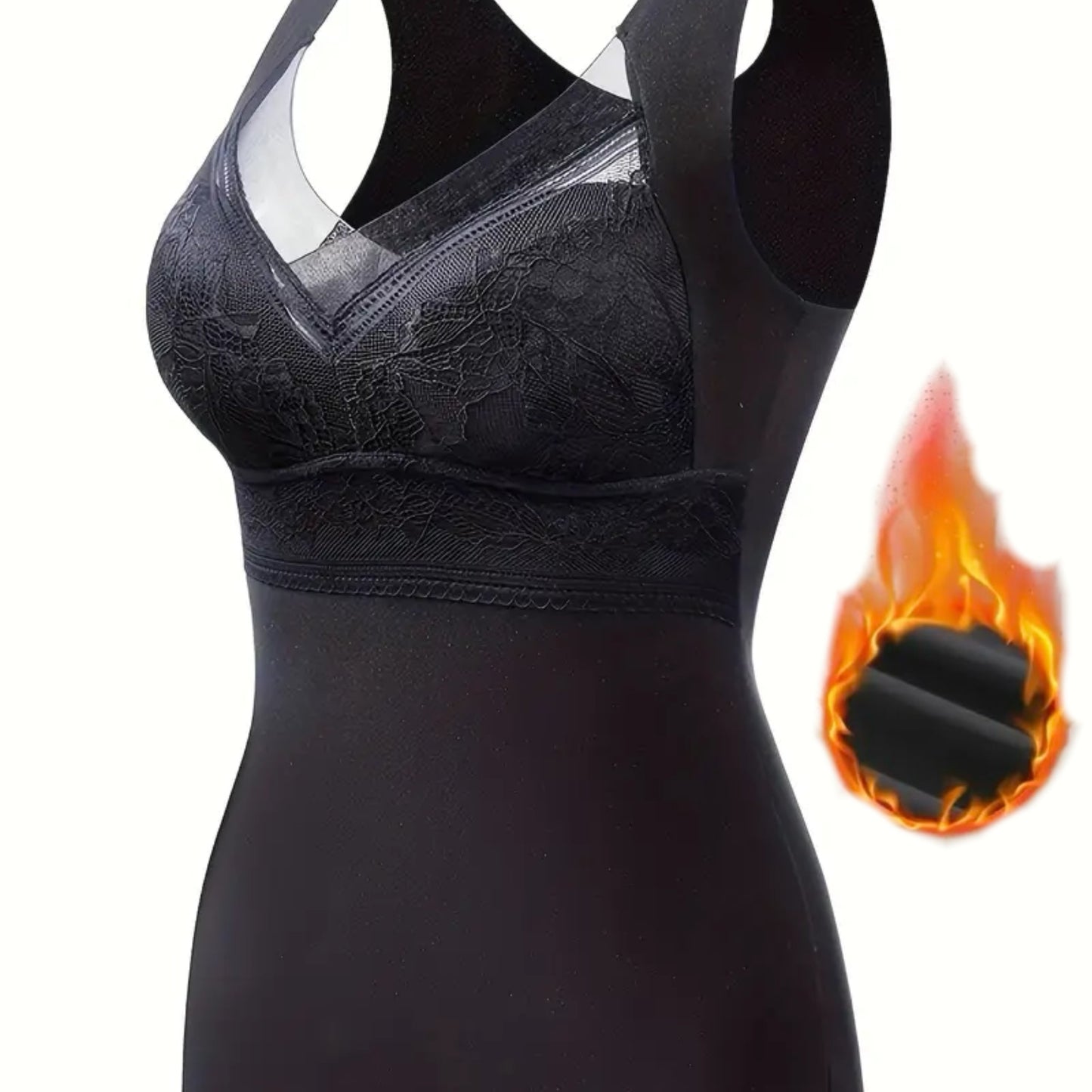 Women's Thermal Fleece-Lined Tank Top with Built-In Padded Bra, Nylon & Spandex Blend