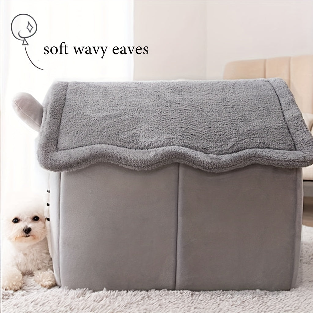 Foldable cat bed that is removable and washable, suitable for indoor use.