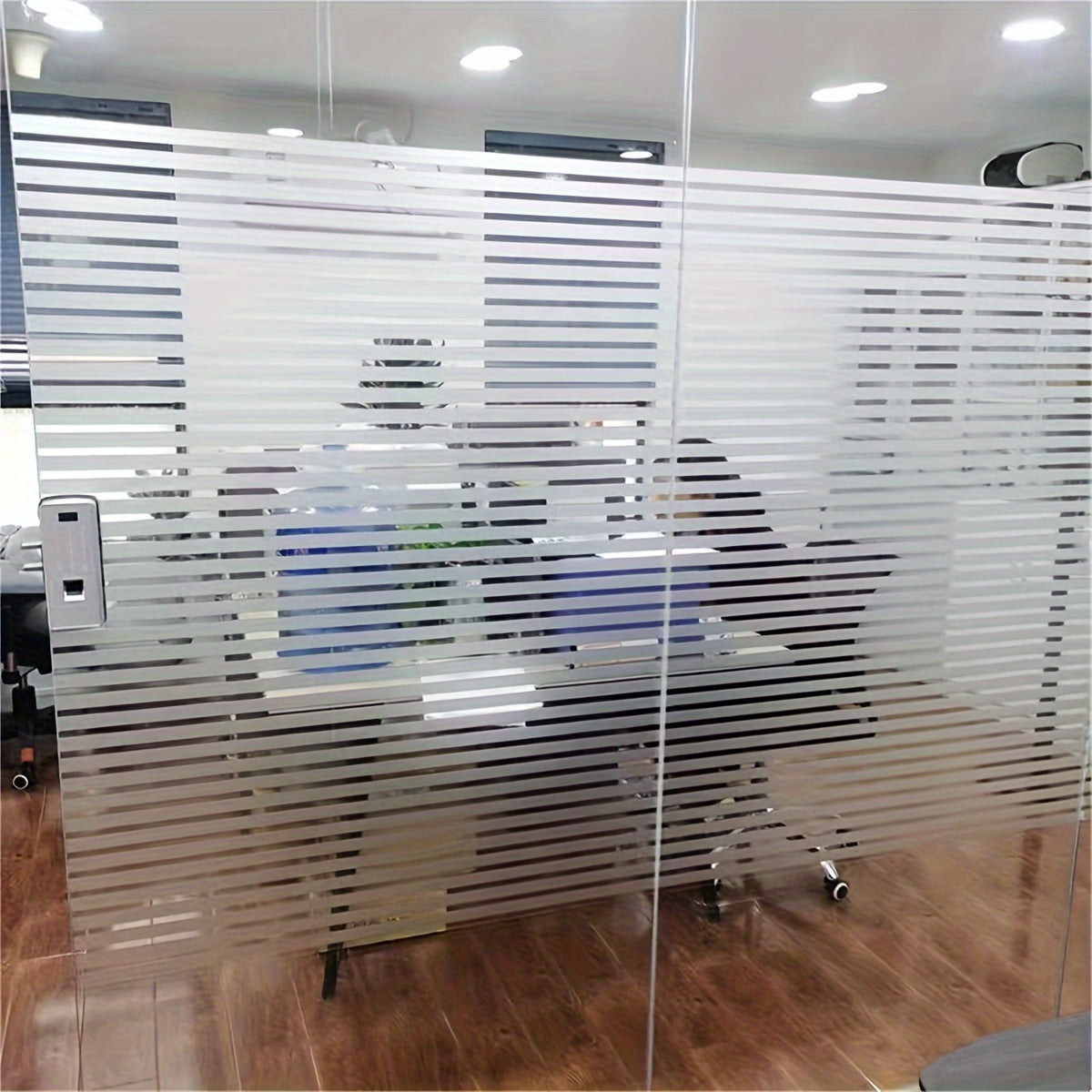 1 Roll of Decorative Striped Static Glass Window Film for Home and Office Decor in the Living Room