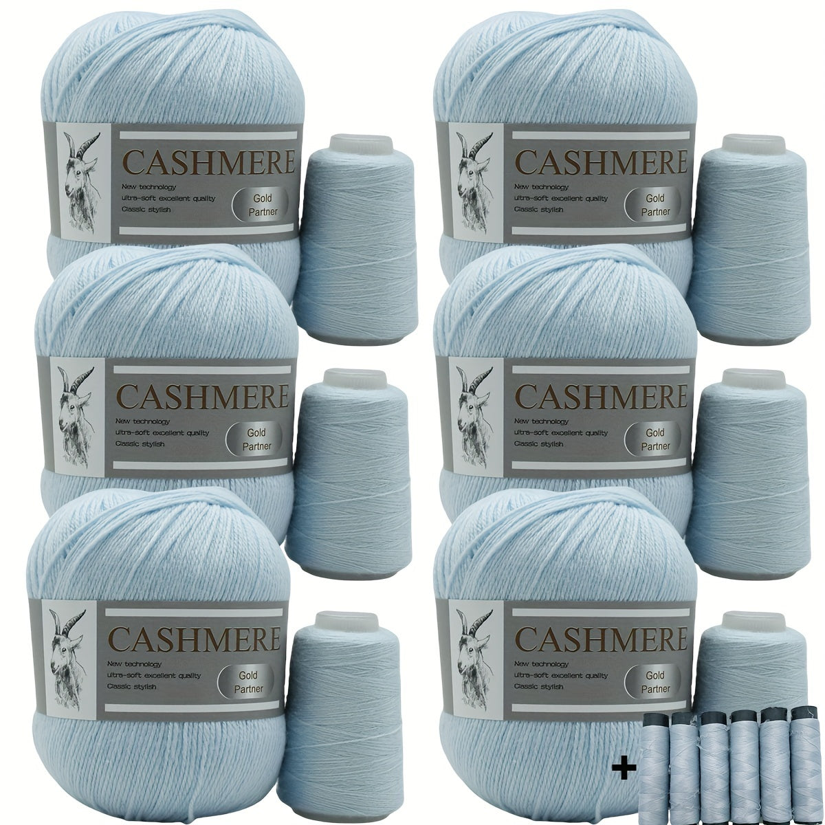 6 luxurious cashmere yarns for hand knitting and crocheting. Ideal for making sweaters, scarves, hats, shawls, cardigans, and gloves. High-quality, soft, warm, multicolored bundle in 10.58