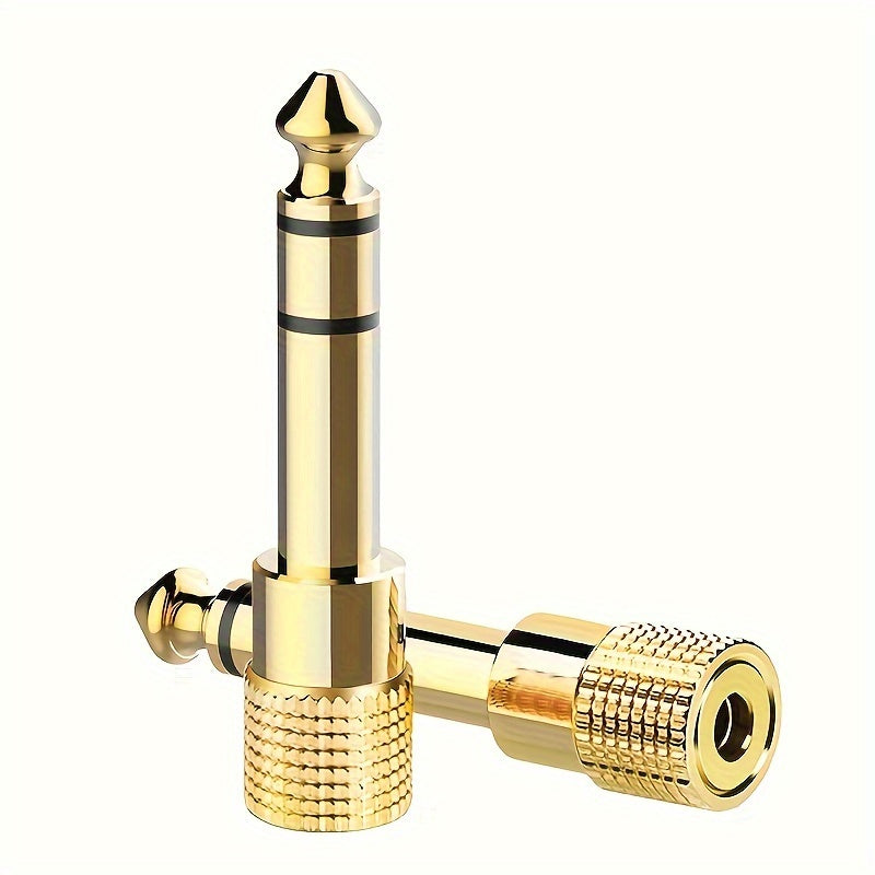 Audio adapters for guitars and mixers, 3.5mm to 6.35mm male/female and vice versa, gold-plated