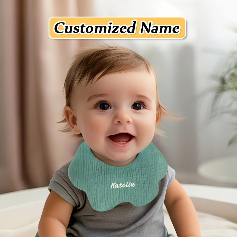 Set of 4 Soft Gauze Children's Bibs with Custom Name Option - Exceptionally Absorbent, Breathable, and Premium Quality - Ideal Gift for Kids' Birthdays, Christmas, and Halloween