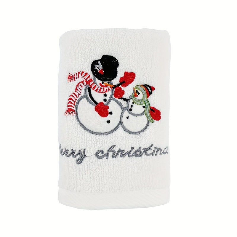 Christmas Towel with Santa Claus Embroidery: Red and Green Cotton Face Towel - Ideal for the Holidays