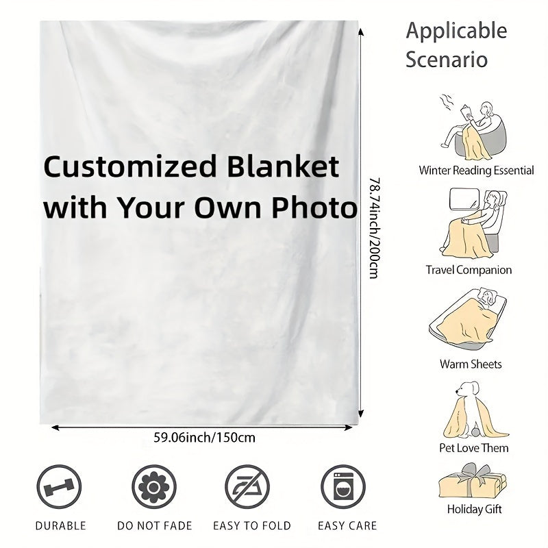 Choose Your Favorite Photo for a Personalized Flannel Blanket - Cozy, Custom Throw with Your Own Picture, Suitable for Any Season & Various Purposes, Great for Gifting on Special Occasions