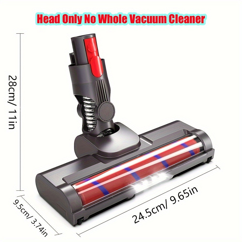 Motorhead attachment compatible with Dyson V8, V7, V10, V11, and V15, ideal for hardwood floors. Replacement soft roller brush head with LED light for Dyson vacuum cleaners