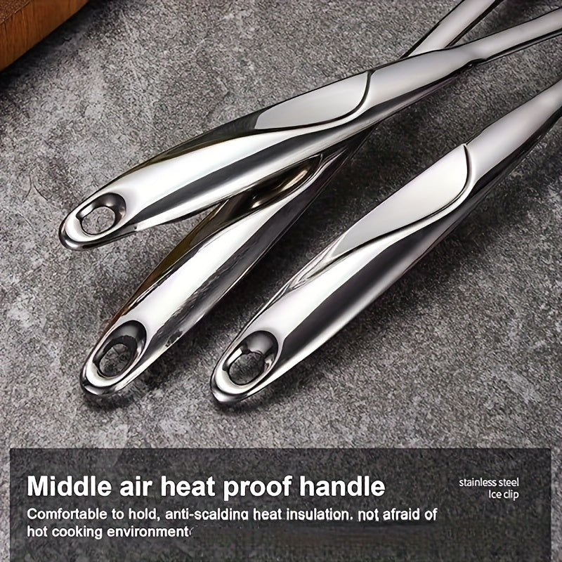 Six-piece set of kitchen utensils made of stainless steel, featuring hollow handles and a mirror finish. These cooking tools are not only durable and elegant but also easy to clean, making them the perfect addition to your kitchen gadgets collection.