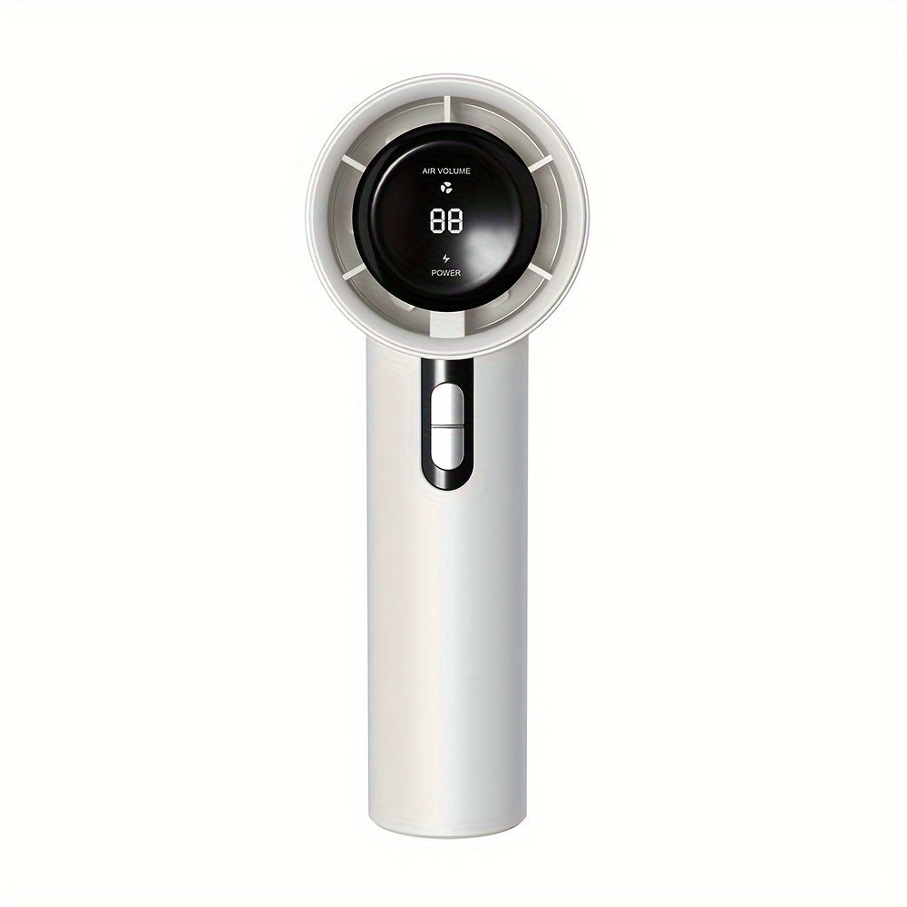 Portable USB Rechargeable Handheld Fan with LED Display, High-Tech Cyclone Fan for Fast Cooling