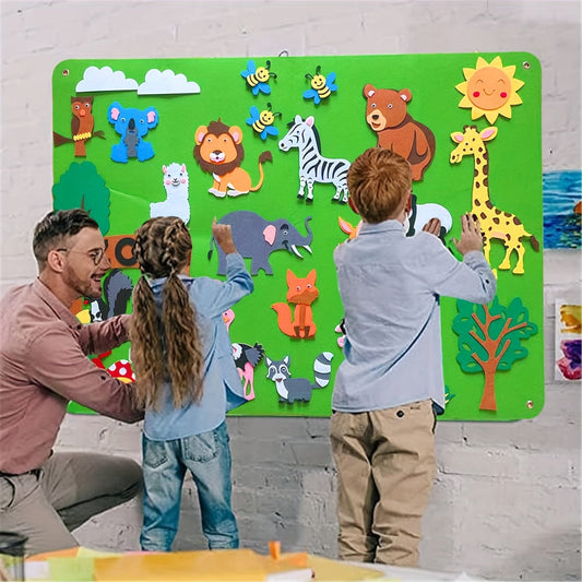 Engaging Felt Story Board Set for Children: Includes Animal Figures, Perfect for Wall Hanging. An Exciting and Educational Game for Kids! Ideal for Christmas, Halloween, and Thanksgiving Presents.