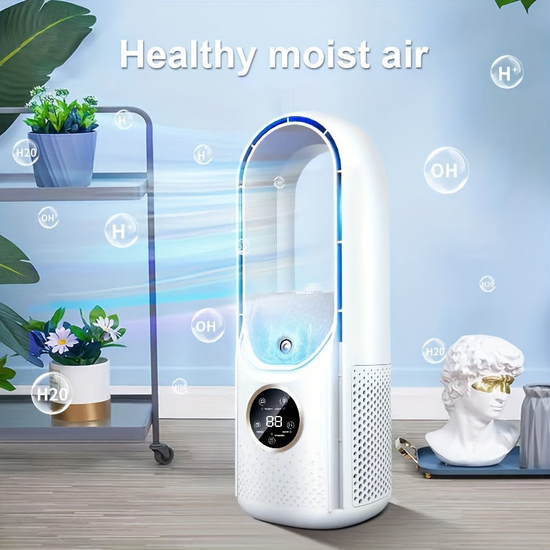 Introducing the latest innovation in cooling technology: The revolutionary Large Wind Power Countertop Fan with No Blades. This super silent fan not only provides a refreshing breeze, but also doubles as a small air conditioner for your home or