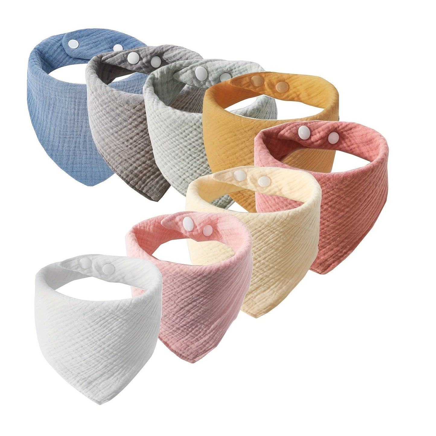 3 packs of plain color feeding bibs for teething and drooling, featuring 4-layer soft absorbent bandana bibs.