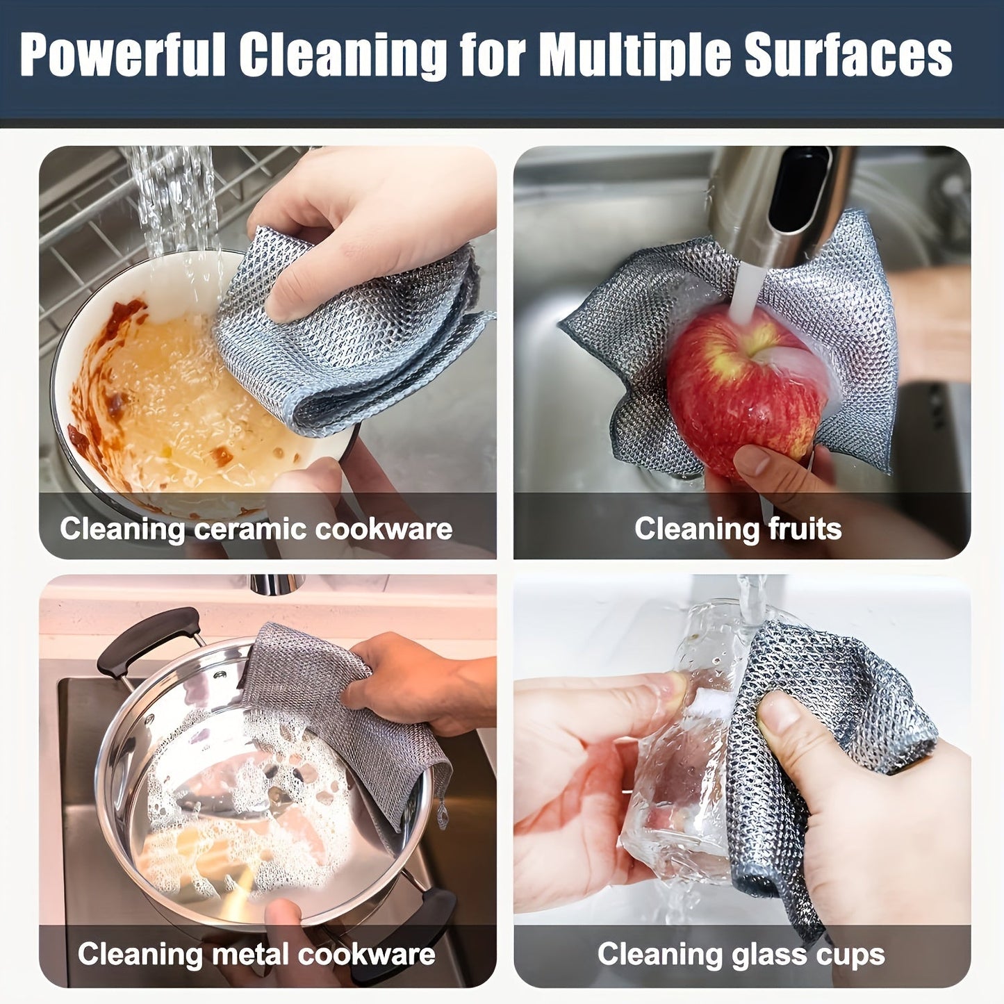 Miracle Cleaning Cloths - 12/18 Pack: Non-Stick, Oil-Free Mesh for Kitchen Stove & Pot Scrubbing. Perfect for Range Hood, Sink and Stain Removal.