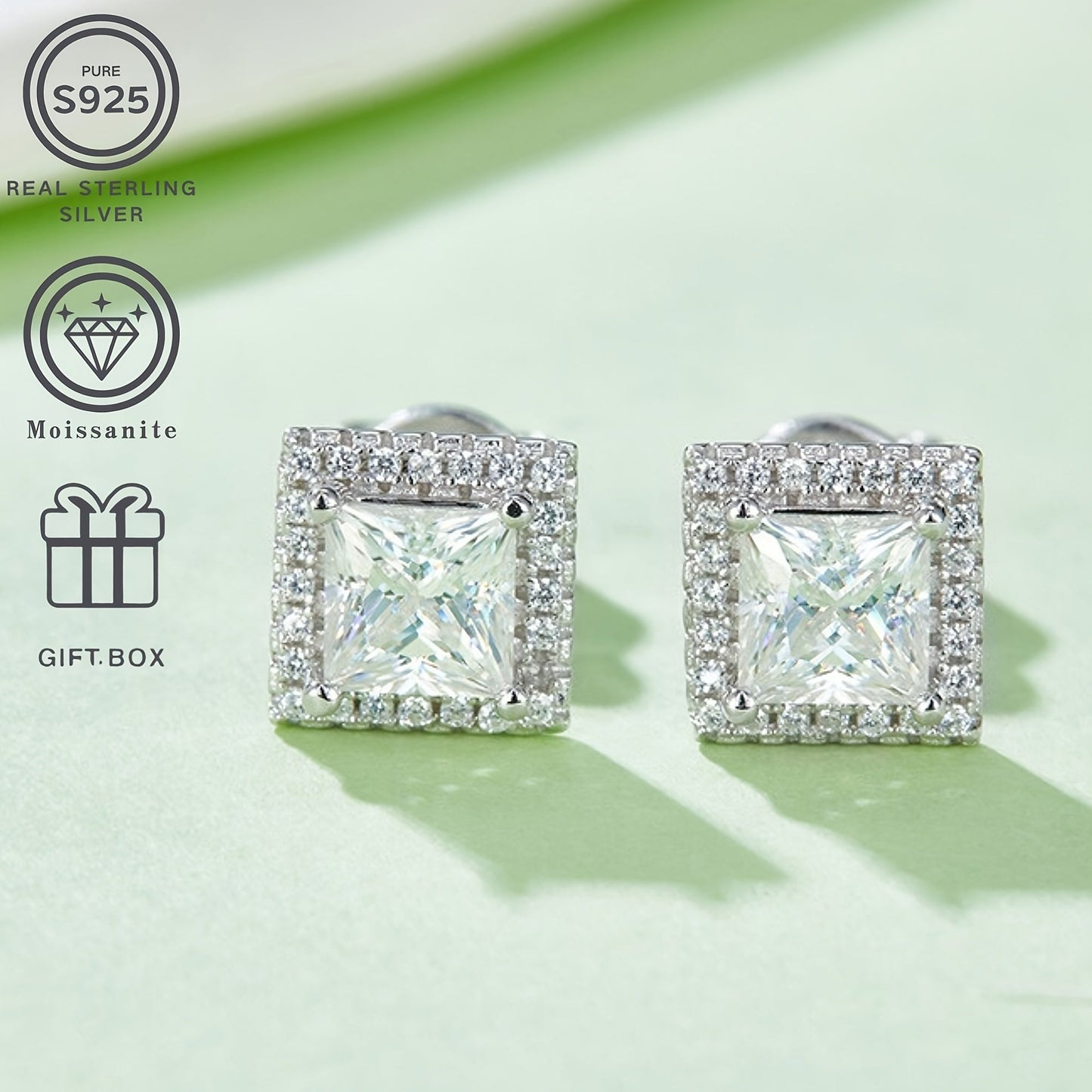 3-piece set of Sterling Silver Moissanite Jewelry, featuring a 1.0ct Center Stone and 0.5ct Stud Earrings. Designed with a sexy street style and elegant classic design, perfect for everyday wear and vacations. Silver plated and ideal for gifting on