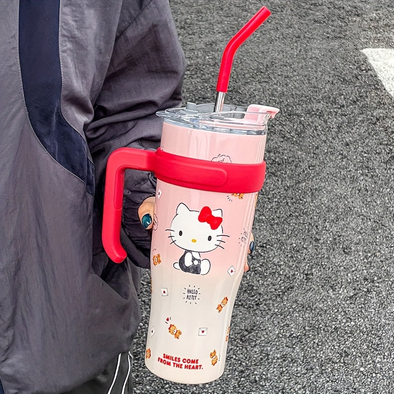 Large capacity insulation cup with a cute HelloKitty design - the perfect birthday gift! Comes with a straw for easy sipping.