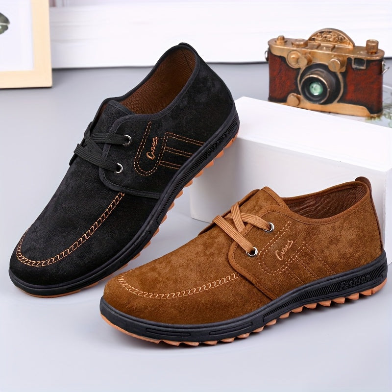 Comfortable men's slip-on canvas shoes in solid colors, ideal for outdoor activities.