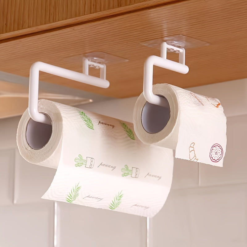 Simple-to-Install Wall-Mounted Kitchen Organizer - No-Drill Paper Towel & Wrap Holder, Compact Storage Solution for Bathroom and Kitchen Necessities