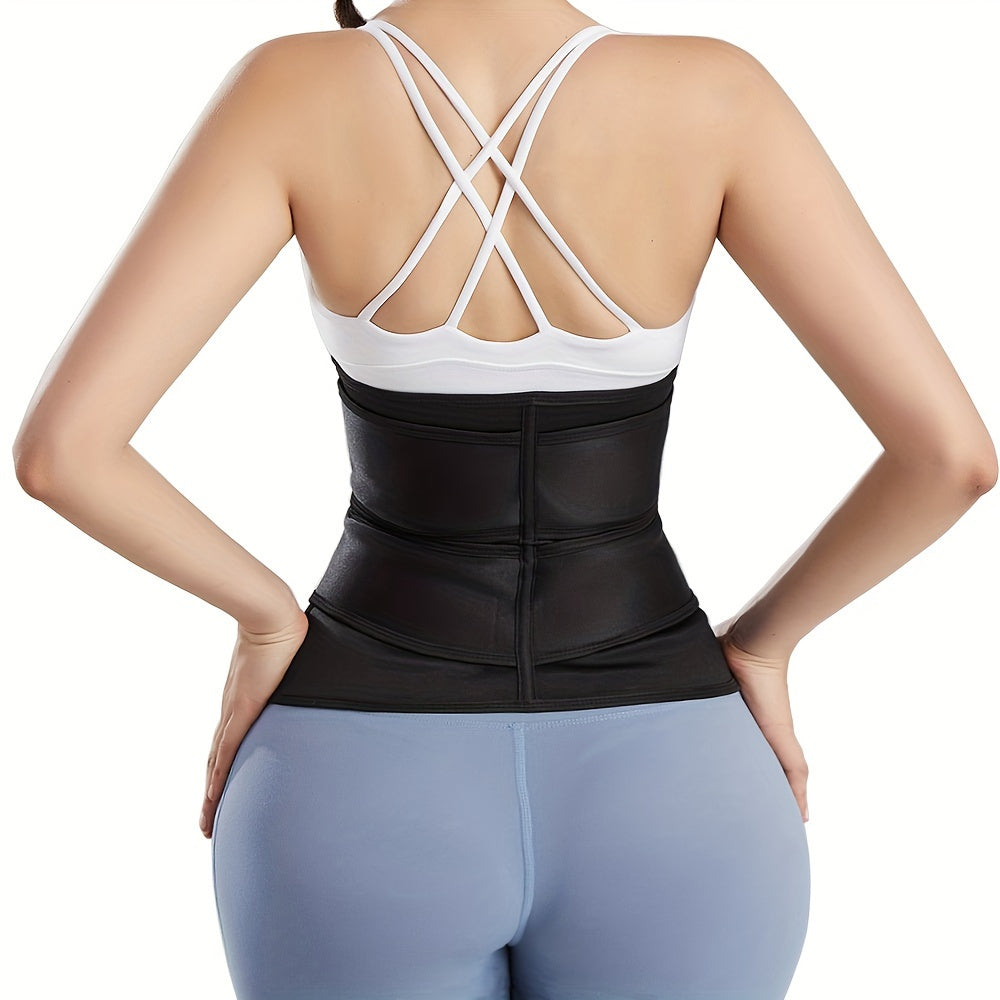 1pc Double Belt Zipper Waist Trainer with Hook & Loop Fastener, Women's Waist Trimmer & Shapewear