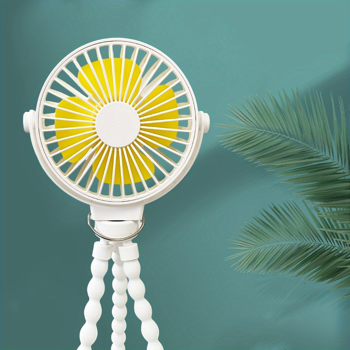 Mini Clip-on USB Fan with Flexible Legs, Rechargeable Portable Octopus Tripod Baby Stroller Fan with Button Control, Painted Plastic Wearable Personal Fan for Indoor and Outdoor Air Circulation