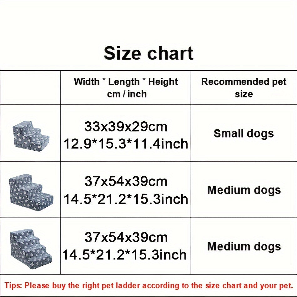 Small to medium dog pet stairs with non-slip sponge, removable cartoon design, available in 3-step or 4-step.