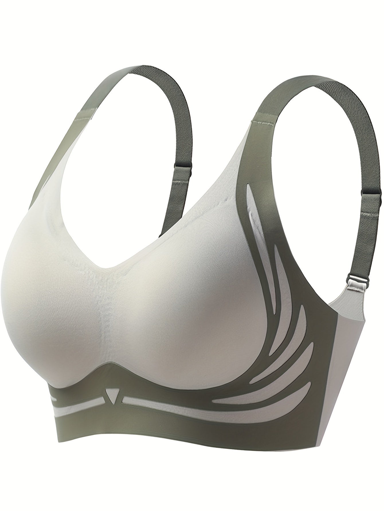 Women's 4-piece seamless bralette set with striped pattern, removable pads, and comfortable knit material.