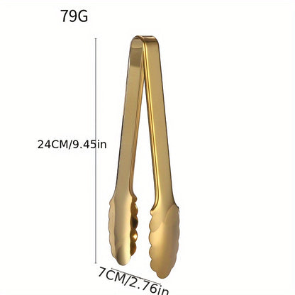 Gold Tone Buffet Tongs - 2 Pack, 9-Inch Stainless Steel, Easy Grip for Parties, Catering, Kitchen