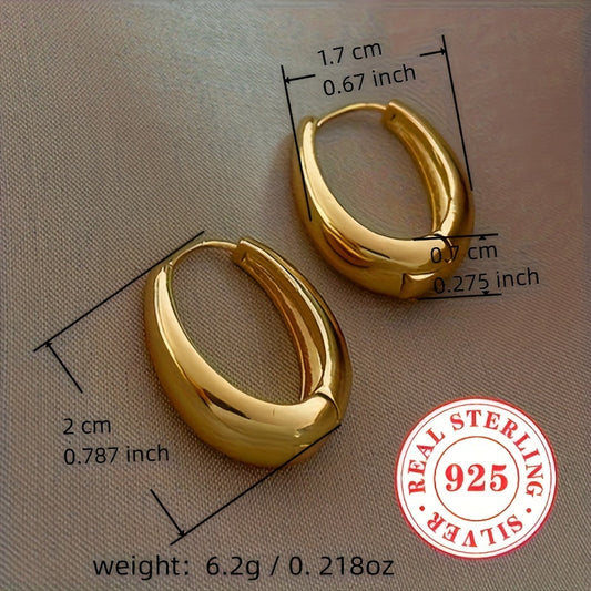 Beautiful Sterling Silver Hoop Earrings designed for Women, 6.2g of 925 Silver in Oval-Shaped Hoops, Exquisite Jewelry suitable for both Everyday Wear and Special Events