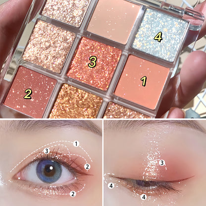 Transparent eyeshadow in nine shades