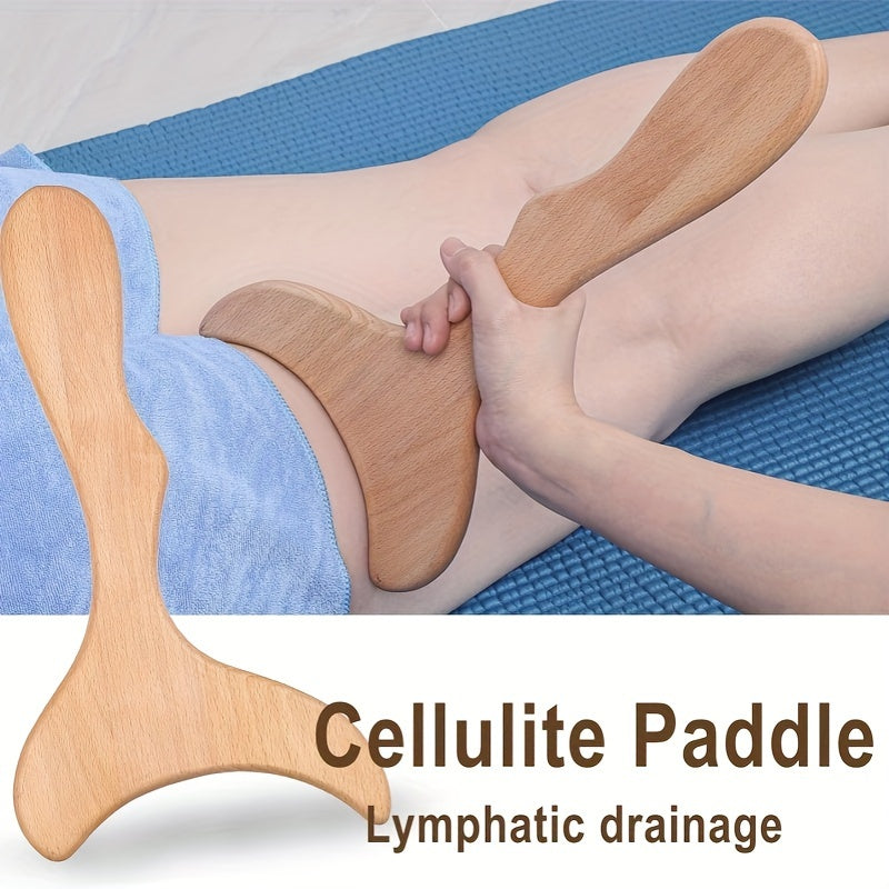 Stress relief wooden scraping massage tool for full body relaxation.