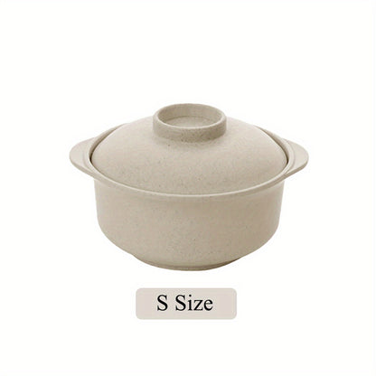 1 set of instant noodle and rice bowls with covers, non-slip food containers, and unbreakable kitchen supplies for college dorms and apartments.