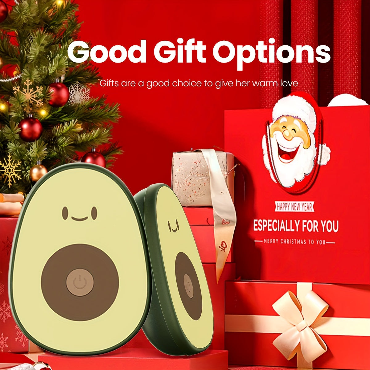 2 rechargeable hand warmers from GAIATOP - Features a cute avocado design, magnetic detachable feature, and USB powered for outdoor & camping use.