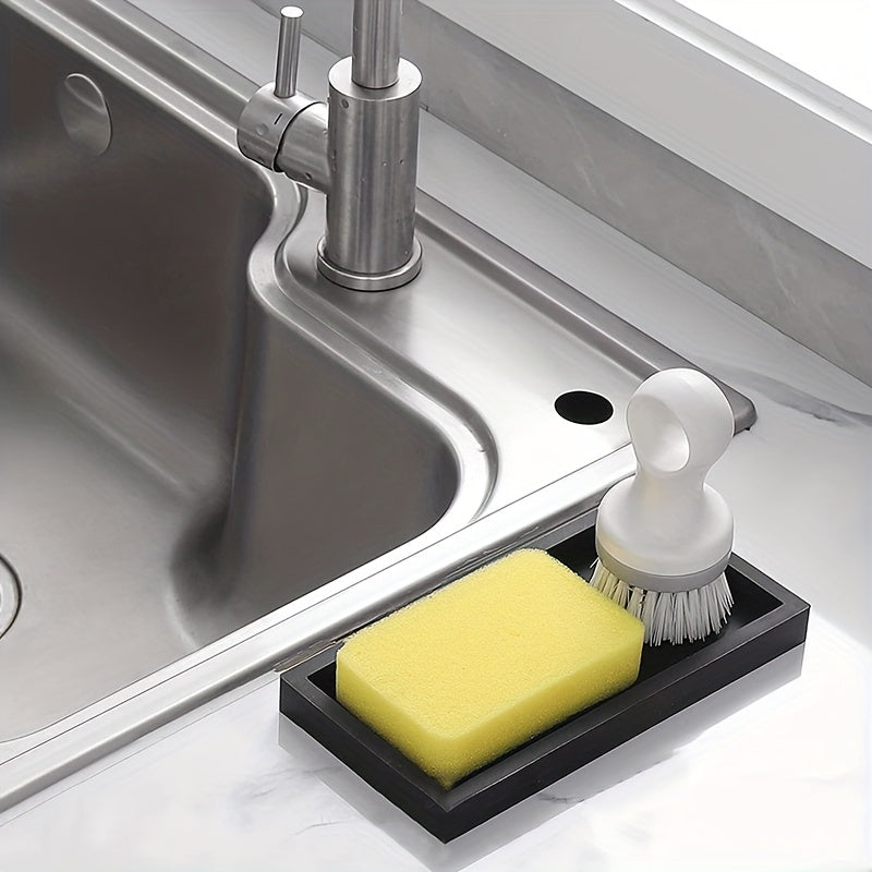 Single bathroom vanity silicone tray for counter, multi-functional organizer for sink, dresser, and home essentials.