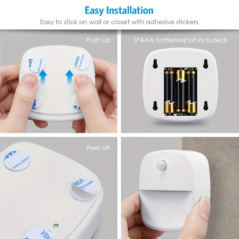 1pc or 3pcs Motion Sensor Light, cordless LED night light for various locations (warm white).