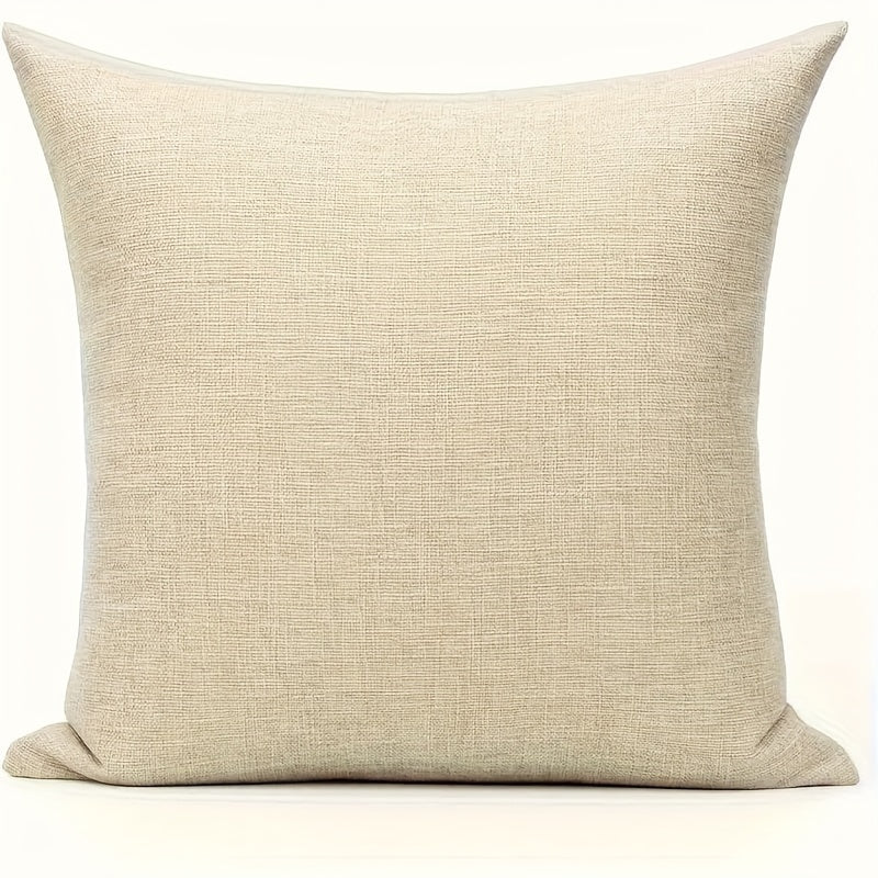 Set of 2 Beige Linen Pillow Covers, Modern Style, Double-sided Design, Easy to Clean with Zipper Closure, Suitable for Couch, Bed, Porch, Both Indoor and Outdoor Use, Adds European Farmhouse Charm to Your Home, Made with High-Quality Woven Linen Fabric